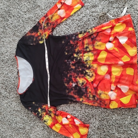 Vibrant Candy Corn Black and Orange Women's Tunic Halloween Fall - Picture 7 of 12